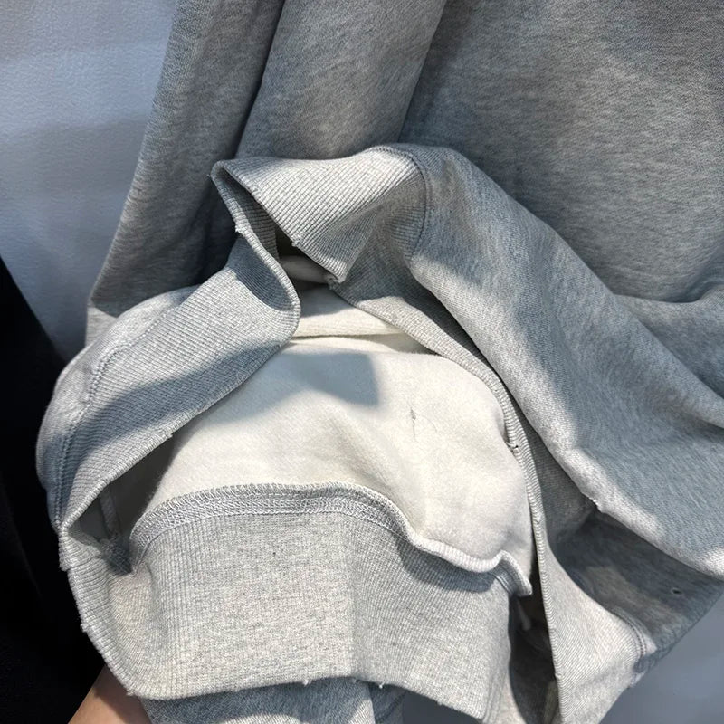 Ripped Series SAINT Grey Washed Embroidered Logo Hoodies Autumn Winter High Street Casual Men Women Pullover