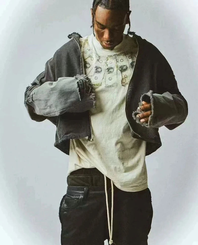 Loose Short Sleeve Saint Round Neck Money Printed T-shirt Men Streetwear