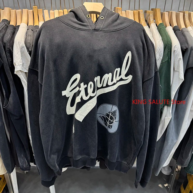 Winter Trend Saint Retro Washed High Quality Mens Clothing Hoodies High Street Casual Oversized Thicken Pullover