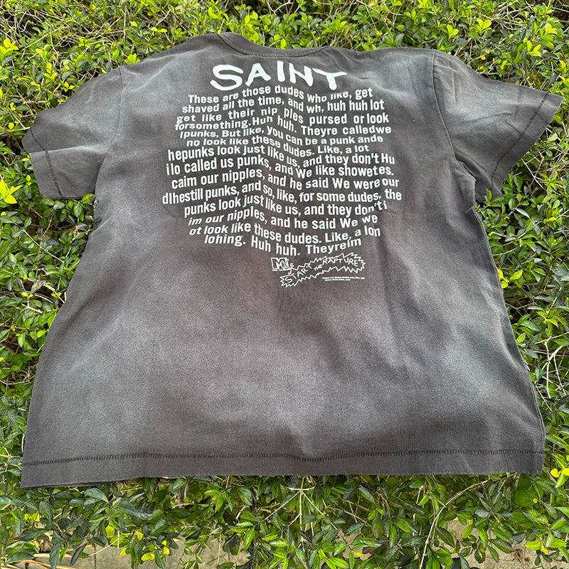 Fun Style Start The Paoture Vintage T Shirt High Quality Letter Print Casual Loose Saint Summer Tops