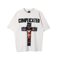 Loose Short Sleeve Saint Round Neck Money Printed T-shirt Men Streetwear