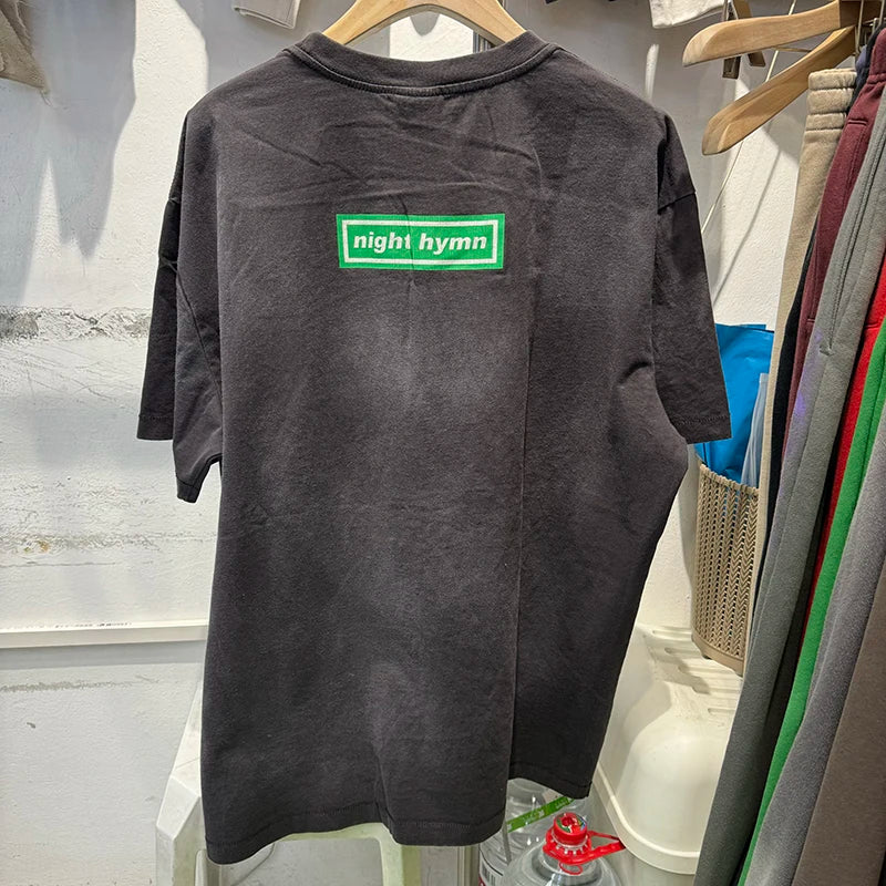 Fashion Casual Saint Night Hymn Letter Print Graphic T Shirts Men Clothing