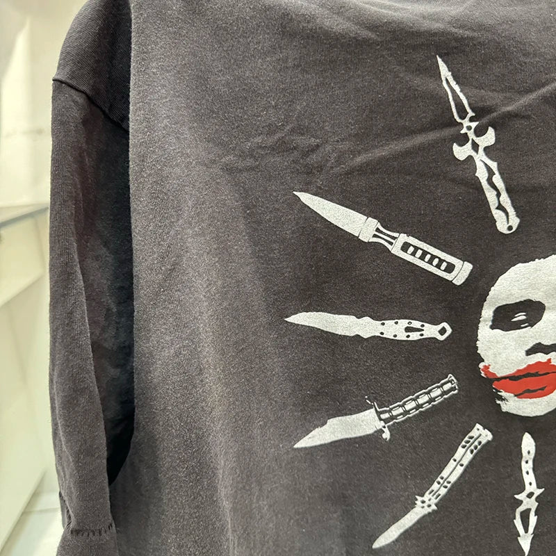 Vintage SAINT Washed American Style WHY SO SERIOUS Letter Print High Street Casual Men Women Cotton T-shirt