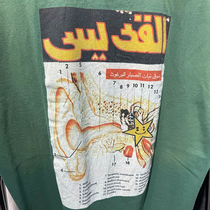 SAINT X CPFM Washed Green High Quality Oversized T Shirt Stars Retro Cotton Short Sleeve Men Versatile Tees