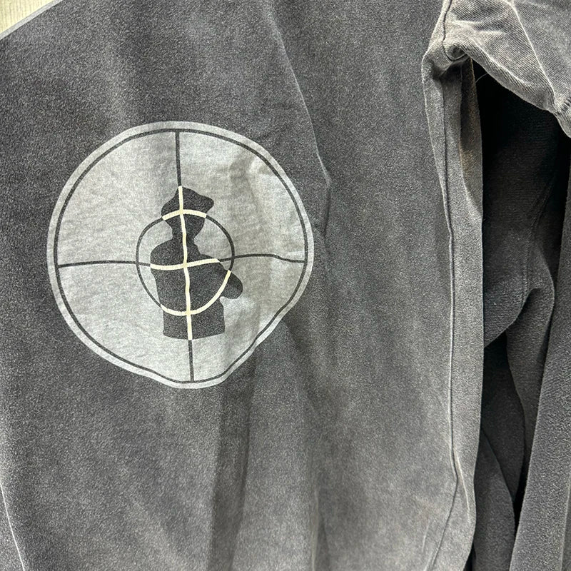 24fw Saint Retro Washed Public Enemy Graphic T Shirts High Street Casual Men Vintage Tees