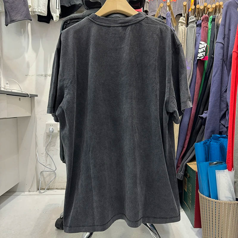 Saint Xxx Stb Men Clothing Washed Retro Portrait Print Character Print American Style Oversized T Shirt Streetwear