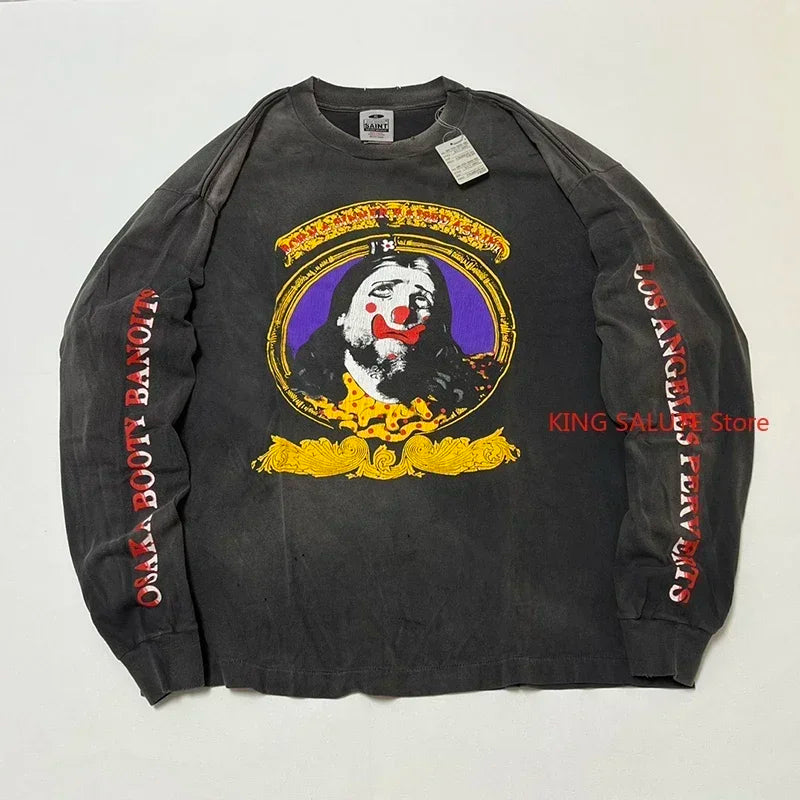 Co Branded Style Saint Retro Round Neck Shell Attack Team Cartoon Graphic T Shirts High Street Casual Men Women 1:1 Fashion Tees