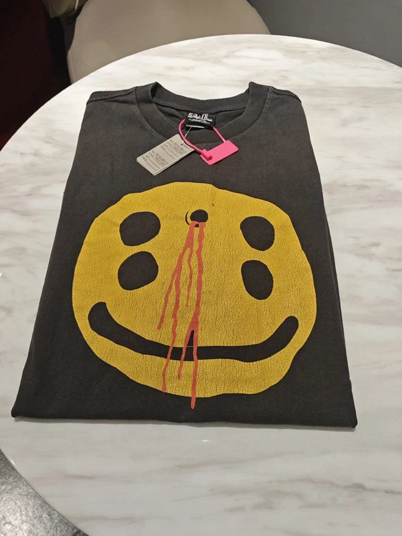 Saint High Quality Casual Loose Smiling Print Men T Shirt