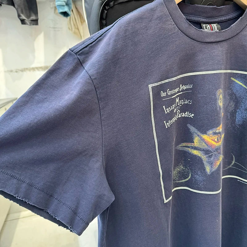 Washed Blue Saint X The Smashing Pumpkins Graphic T Shirts High Street Casual Men Women Fashion Summer Tees