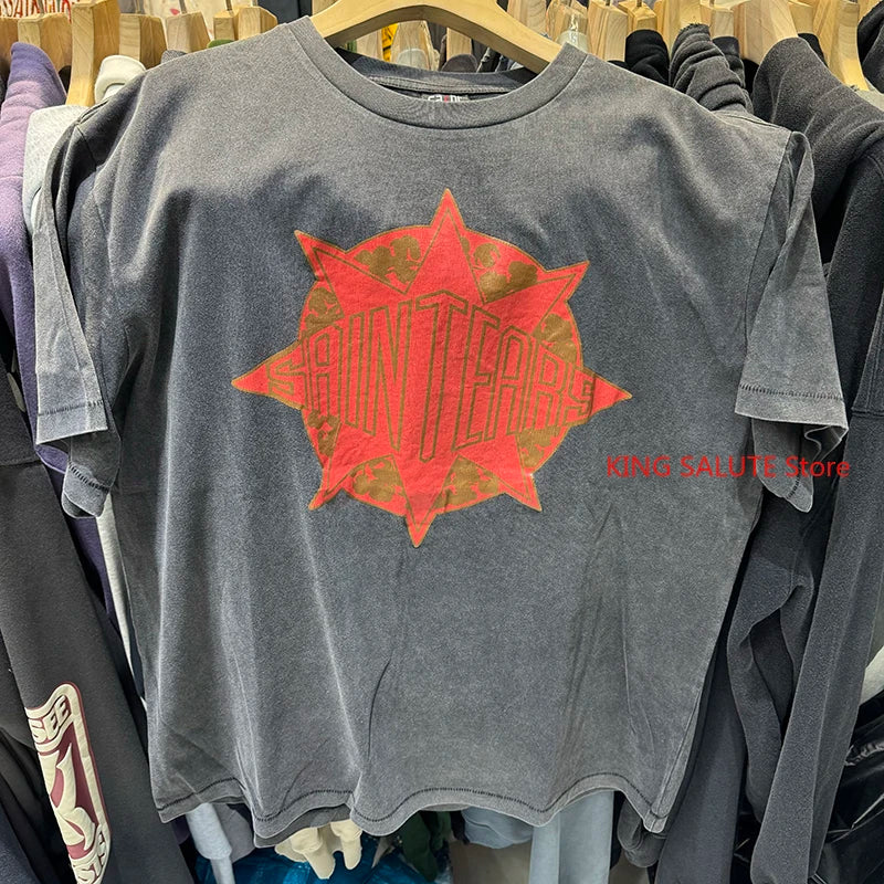 24fw Saint Retro Washed Public Enemy Graphic T Shirts High Street Casual Men Vintage Tees