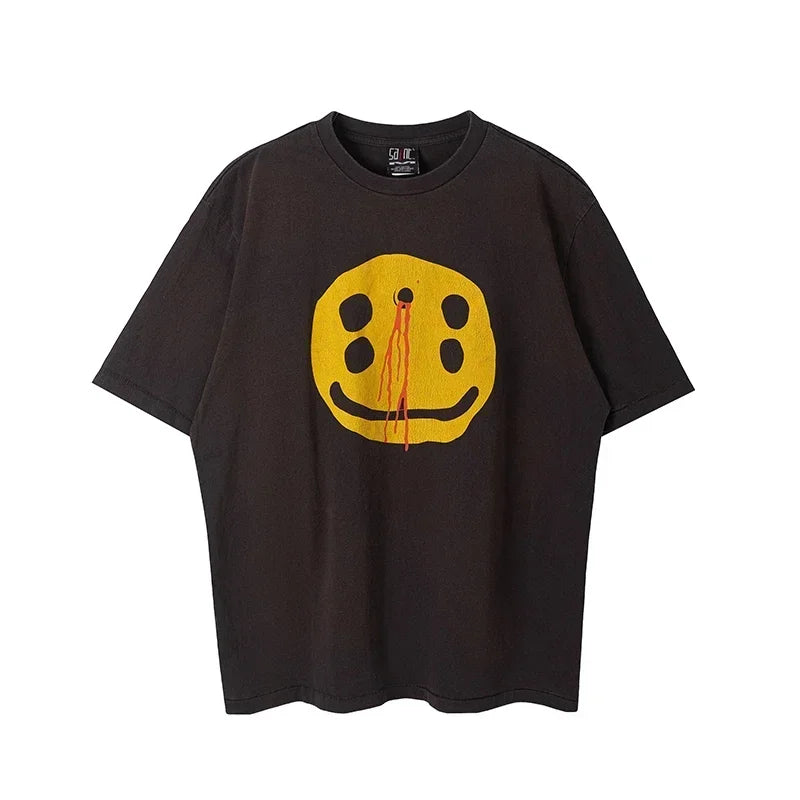Saint High Quality Casual Loose Smiling Print Men T Shirt