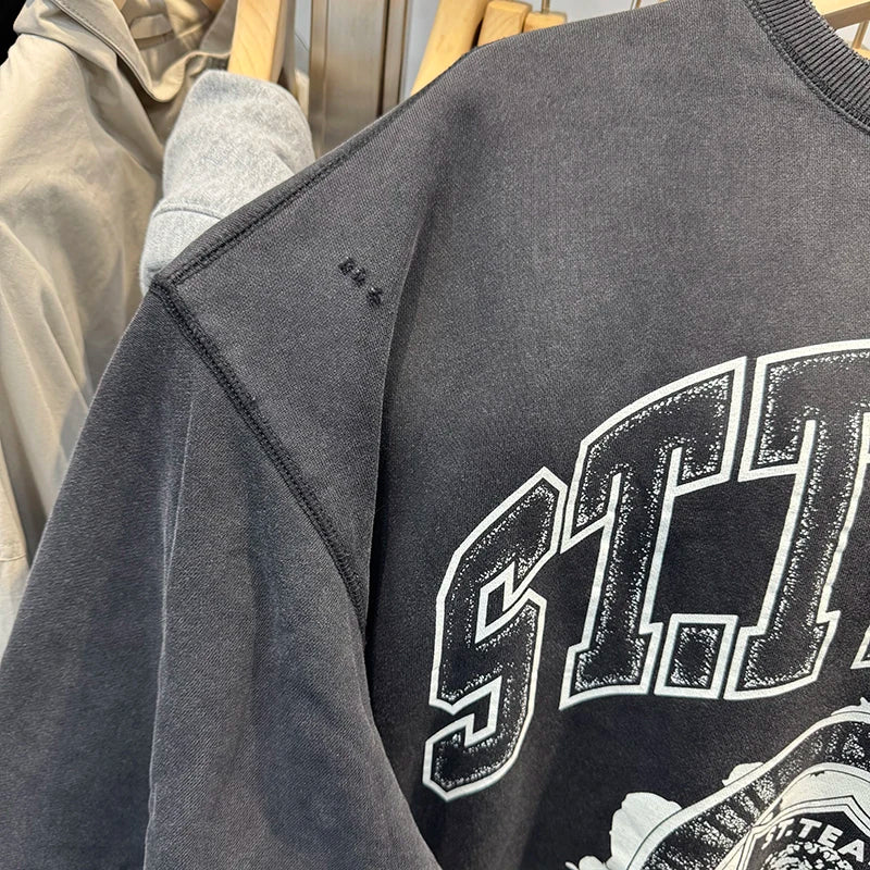 Harajuku Saint Round Neck Loose Portrait Print Graphic Sweatshirt Streetwear Men