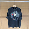 Street Fashion Splash-ink Round Neck Witch Graphic T Shirts Summer Pure Cotton Unisex Vintage Tees